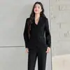 Pantalones Rectos de Primavera y Otoño Moda Traje para Anfitrión y Conferencista Conjunto para Ir al Trabajo Traje Negro Adelgazante y que Alarga la Figura con Chaleco Conjunto de Tres Piezas