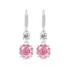 Ganchos de Oreja Dinámicos de Piedras Preciosas de Colores Corte Rosa Más Vendidos en Tiktok, Pendientes de Diamante de Alto Carbono Súper Brillantes Chapados en Oro, Dropshipping para Transmisiones en Vivo