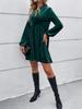 Ropa Europea y Americana para Mujer Transfronteriza Nueva Colección Otoño e Invierno 2026 Cintura Ceñida Dobladillo Amplio Manga Abullonada Vestido de Terciopelo de Manga Larga Era Z