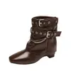 Botines Chelsea de Plataforma para Mujer con Aumento Oculto de Altura, Botas de Motociclista, Nuevo Estilo Otoño/Invierno 2026, Botines Cortos Plegables Estilo Vaquero Occidental Merade