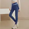 Pantalones Largos Ajustados de Tiro Alto que Levantan los Glúteos, Sensación de Segunda Piel, Cubren las Caderas, Aspecto de Dos Piezas Falsas para Fitness, Deportes, Correr, Pilates y Yoga para Mujer