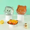 Huisi Hogar Plato Transparente para Dim Sum Pastel Bocadillos Dibujos Animados Fruta Seca Frutero Plato Oso Escupiendo Hueso