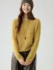 Suéter Feminino Outono/Inverno Sem Costura 75% Caxemira 25% Seda Gola Redonda Vazado Manga Longa Estilo Preguiçoso Malha Camada Base