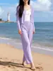 Moda Casual de Primavera 2026 para Mujer Conjunto de Color Sólido Chaqueta Cardigan Versátil Pantalones Rectos Conjunto de Dos Piezas