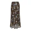 Falda Larga de Verano Nueva Moda Estilo Resort Francés Floral Ajustada al Cuerpo Falda Cola de Pescado Cintura Alta Delgado para Mujer