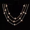 Novo S925 Sterling Silver Plated 18K Gold Colar Trevo de Quatro Folhas Sky Stars Zircon High-grade Clavícula Cadeia Presente Dando Mulheres
