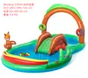 Escorregadores infantis, piscinas, piscinas com guarda-sol, fontes de crocodilo, casas infláveis para brincadeiras aquáticas em formato de cogumelo e piscinas de bolinhas para bebês.