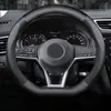Cubierta de volante con patrón de fibra de carbono mate transfronteriza para coche, universal cuatro estaciones, antideslizante, resistente al desgaste, cosida a mano, absorbente de sudor, interior con joyas