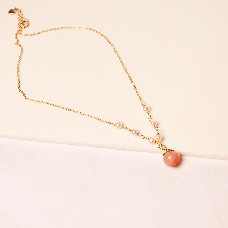 2022夏季新款玛瑙水蜜桃项链女ins小众感