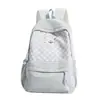 Mochila Bordada de Cachorrinho Xadrez Fofo e Delicada Estilo Coreano para Mulheres Menina Doce Energética Mochila de Passeio de Verão para Estudantes Mulheres
