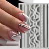 Nuevas pegatinas de uñas transfronterizas con diseño de línea francesa, pegatinas adhesivas para uñas con ondas de sonrisa, venta al por mayor