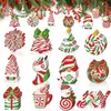 Enfeites de Natal de Madeira Artesanato Pendurado Decoração de Natal Retrô Pequena Etiqueta Pendurada de Natal Decoração de Casa de Natal