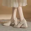 Zapatos para Mujer Jin Gang MY7001 Mary Jane de Tacón Grueso 2024 Nuevos Primavera y Otoño de Tacón Alto Combinables Zapatos de Boca Baja para Mujer