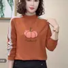 Tendencia de TikTok 2025 Otoño e Invierno Camiseta Base de Forro Polar Doble Cara con Base de Pedrería Engrosada Moda Cálida Versátil Top