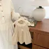 Vestido chaleco de encaje con cuello para niña, bordado de patito, vestido de princesa suave estilo bosque de verano para bebé, ropa infantil