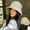 Sombrero de Pescador de Algodón y Lino Estilo Japonés para Mujer, Sombrero de Cubo con Banda de Tela Color Block de Verano, Sombrero de Protección Solar, Transpirable, Sensación de Alta Gama, Sombrero de Sol para Viajes de Vacaciones