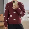 Ropa Baifen Tiktok Transfronterizo 2026 Otoño/Invierno Nuevo Estilo Dulce Vintage Suéter de Punto Jacquard de Corazón Cuello Redondo