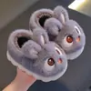 Pantuflas de Algodón para Niños Conejo Invierno Niños y Niñas Familia Lindas Dibujos Animados Talón de Bolsa Antideslizantes Forradas de Felpa Cálidas para Interior Pantuflas de Algodón
