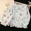 Pijama de primavera y otoño para mujer, de manga larga y pantalón largo, cuello de muñeca lindo, estilo princesa petite, para niñas, conjunto de ropa para el hogar para dormitorio de estudiantes