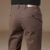 Pantalones Casuales Cómodos de Algodón Puro de Gama Alta para Hombre 2026 Forro Polar Otoño e Invierno Ajustados Rectos de Negocios Versátiles Largos