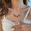 Collar de flores de vidrio ajustable para mujer, ligero, lujoso, de nicho, con un diseño fresco, dulce y moderno, estilo coreano, cadena de clavícula personalizada con personalidad de celebridades de Internet.