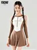 Maiô Peça Única Manga Longa Estilo Novo 2026 para Mulheres, Estilo Saia Color Block, Emagrecedor, Esconde Imperfeições, Brincadeiras na Água da Praia, Resort de Águas Termais, Roupa de Banho