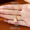 Set de Collar de Calabaza Incrustado con Diamantes Sencillo Transfronterizo para Mujer, Aretes de Oro de Arena Vietnamita de Alta Gama, Joyería Moderna y Duradera