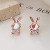 Pendientes de conejo con piedra lunar en plata de ley 925 para mujer, diseño elegante y con personalidad.