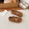Sapatilhas de veludo estilo Chanel, sapatos de um só pé infantis, sapatos de princesa para meninas, sapatos de bebê de bico raso, adequados para aniversários, casamentos e trajes Hanfu