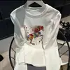 Artículo Caliente Original de Transmisión en Vivo Dropshipping Camiseta Base Primavera 2026 con Pedrería Camiseta de Manga Larga de Pony Colorido Top para Mujer