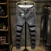 Jeans Harlan de Alta Elasticidade Primavera e Verão 2023 Masculino Slim-fit Perna Skinny Tamanho Plus Grande Gordo Stretch Calças da Moda