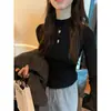 Suéter blanco de cuello alto medio, capa interior para mujer, nuevo estilo otoño/invierno top de punto, suéter de punto, cuello alto medio