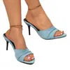 Sandalias de tacón alto sin cordones para mujer, nuevo modelo de verano 2026, estilo europeo y americano, chanclas de tacón de aguja de punta abierta de moda para mujer