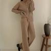Conjunto de Dos Piezas para Mujer, Suéter Cardigan de Punto con Cremallera Estilo Japonés y Coreano, Pantalones de Pierna Ancha, Otoño e Invierno 2023, Estilo Casual Holgado Perezoso