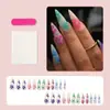 Uñas Largas y Puntiagudas con Flores de Colores Estilo Ins Uñas Portátiles Manicura de Parche de Alta Gama Uñas Postizas Uñas Terminadas