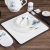 Vajilla de cerámica de cinco piezas para mesa de hotel estilo chino, plato, cuchara, taza, palillos, juego de vajilla para restaurante, club, pintura de paisaje