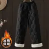 Calças de algodão grossas, quentes e confortáveis para mulheres, um novo estilo outono/inverno, design de perna larga, versátil e emagrecedor, corte reto