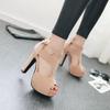 Zapatos Boca de Pez para Mujer, Sandalias Romanas, Tacón Grueso, Tacón Alto, Plataforma Impermeable, Estilo con Cremallera Sandalias para Mujer [Estilo Europeo y Americano] Sandalias de Tacón Grueso