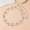 Corrente de cintura de metal estilo oceano transfronteiriça para mulheres, acessório de cinto de corrente corporal com design de estrela-do-mar e concha para o verão na praia