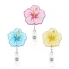 Porta-insignias retráctil con flor de purpurina más vendido transfronterizo, clip para identificación médica, portaetiquetas decorativo