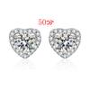 Aretes de Moissanita Simulada de Transmisión en Vivo para Mujer Ins Corazón Aguja de Plata Esterlina S925 Zirconia Seis Garras Aretes de Moissanita