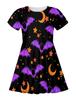 Vestido Curto para Meninas com Estampa Digital 3D de Morcego Esqueleto Diabinho Halloween Europeu e Americano Transfronteiriço Maravilhoso