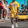 Ropa de Calle Hip-Hop Europeo y Americano Transfronteriza Letras Trajes para Hombre y Mujer Camiseta de Verano Casual Manga Corta Estampado Digital 3D Jersey