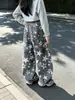 Jeans de pierna ancha con estampado de estrellas para niñas, estilo primavera y otoño, pantalones largos casuales holgados para niños mayores, pantalones de pierna curva de moda para otoño