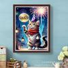 Pintura de diamantes DIY con mosaico de Amazon, gato de color, pintura de ladrillo de diamantes completa, punto de cruz, pintura decorativa, fabricantes transfronterizos, lote