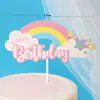 Decoración de pastel para hornear globo aerostático de arcoíris nube molino de viento ins bandera de inserción para pastel de feliz cumpleaños