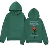 Sudadera con capucha de diseño de marca de moda con estampado de rosa y llama es simple y versátil