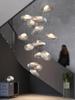 Lustre de Escada Duplex Apartamento Loft Casa Suspenso Sala de Estar Restaurante Hotel Designer Criativo Lâmpada Nuvem de Vidro