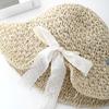 Chapéu de Palha com Laço de Renda Estilo Pastoral para Mulheres, Chapéu de Sol Dobrável para Férias de Verão e Viagem, Chapéu de Sol de Aba Larga Cúpula