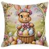 Funda de almohada de Pascua popular de Amazon Temu Conejo Huevo Fiesta del té Funda de cojín creativa Al por mayor